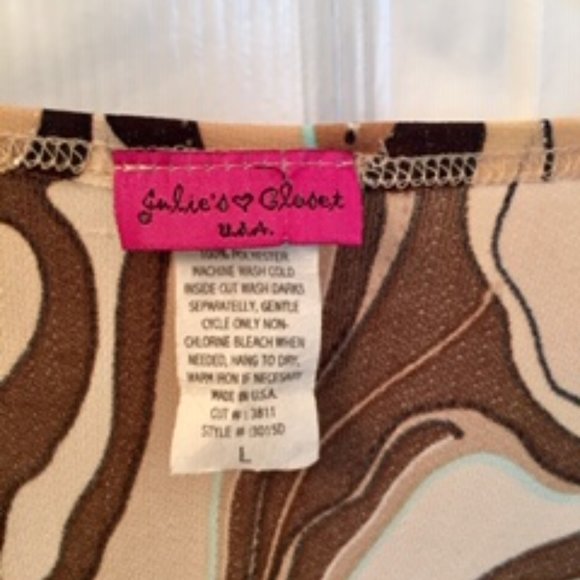 TAN AND BROWN PRINTED BLOUSE SIZE L - Picture 4 of 4
